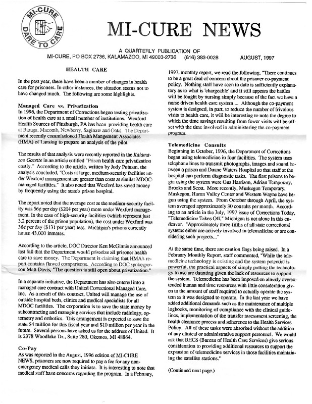 MI-CURE News (August 1997)