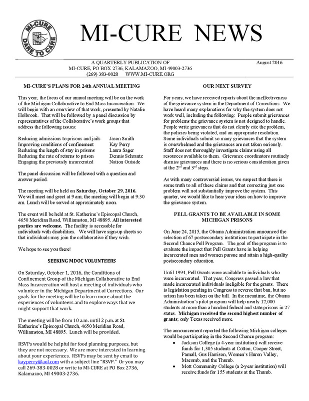 MI-CURE News (August 2016)