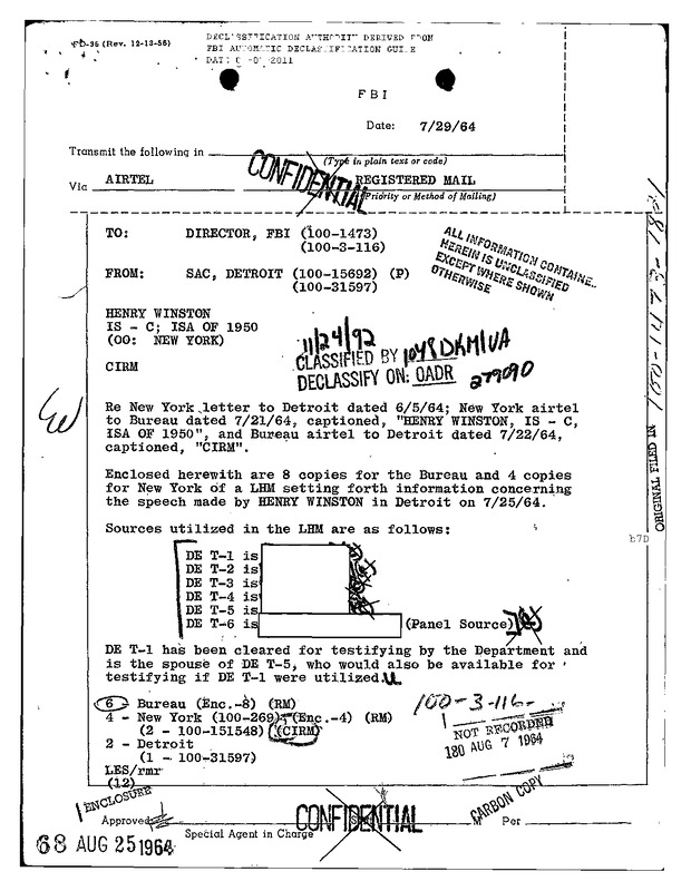 Surveillance of Henry Winston’s Detroit Visit  (1)