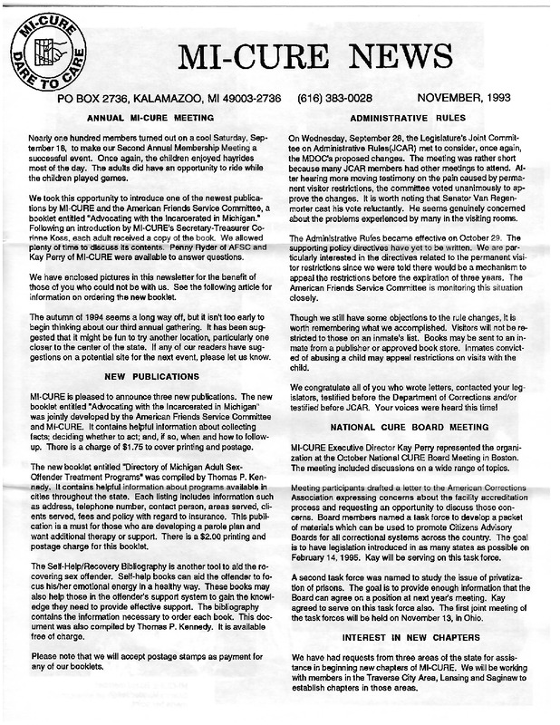 MI-CURE News (November 1993)