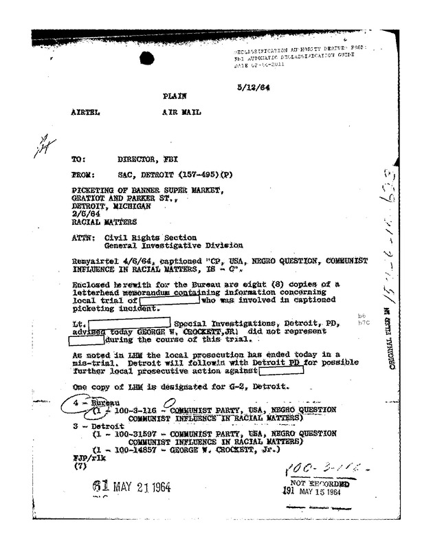 Surveillance of George Crockett, Jr.