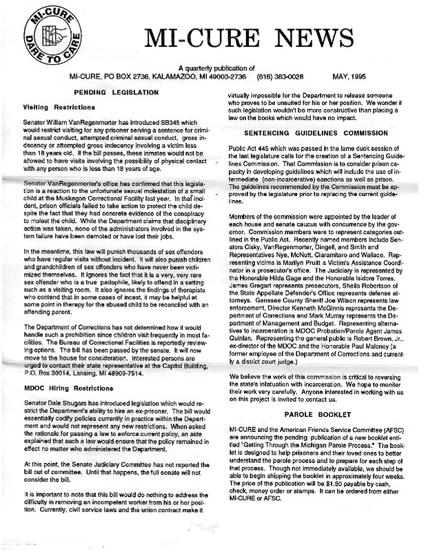 MI-CURE News (May 1995)
