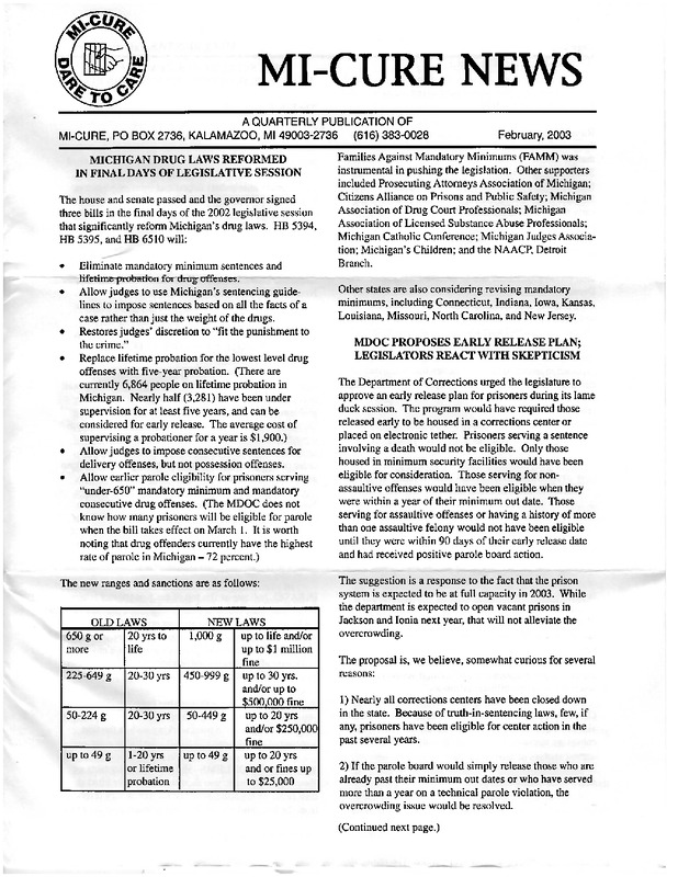 MI-CURE News (February 2003)