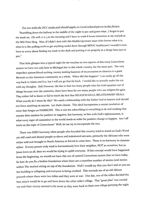 Nicholson, Steven Written Testimonial