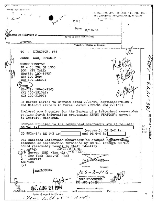 Surveillance of Henry Winston’s Detroit Visit (3)