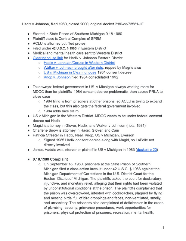 Hadix Consent Decree