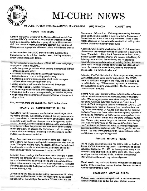 MI-CURE News (August 1995)