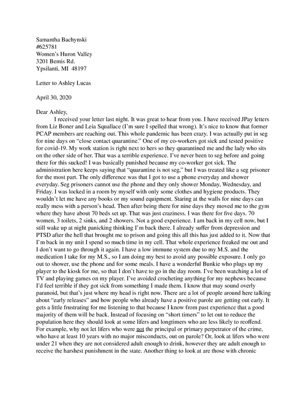 Bachynski, Samantha Written Testimonial